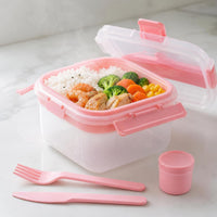Insulated Double-Layer Lunch Box with Cutlery Set for Picnics and Salads