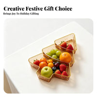 2 Pieces Sturdy Christmas Tree-Shaped Fruit Tray Tiered Fruit Tray Festive Design for Holiday Table