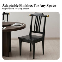 Modern Chinese Design Wooden Yoke-Back Side Chair Comfortable Backrest Upholstered Wooden Side Chair Sturdy Frame Household Furniture High Load Capacity for Restaurant Owners, Hotel Managers, Homeowners, Dining Room, Home, Kitchen