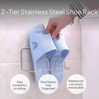 Stainless Steel No-Drill Wall Mounted Slipper Rack
