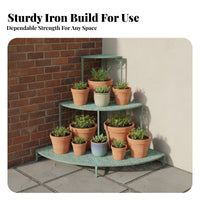 Indoor & Outdoor Use 3-Tier Corner Flower Shelf Vintage Aesthetic 3-Tier Plant Stand Space Saving Garden Furniture Freestanding for Gardeners, Homeowners, Office Workers, Courtyard, Balcony, Living Room, Bedroom