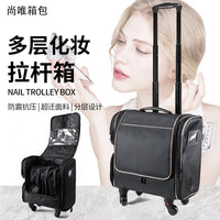 MIRRAND Rolling Cosmetic Case with Trolley for Makeup Artists, Large Capacity Nail Art Tattoo Tool Box