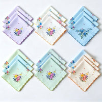 18 Pieces Handkerchief with Edges Floral Handkerchief with Edge Soft Facial Cloths for Women, Weddings