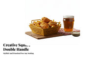 Square Fry Basket Double Handles Double Handle Food Basket Commercial Grade Stainless Steel Snack Holder for Restaurants, Home Cooks, Parties