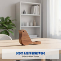 Hardwood Business Card Holder, Beech & Walnut, Creative Creature-Shaped Wooden Card Stand, Desktop Organizer