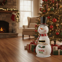 Snowman Mailbox Upright Christmas Mailbox Decor Holiday Decoration Indoor for Entryway, Tabletop