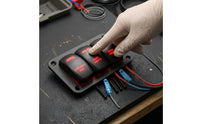 12-24V Marine Rocker Switch Panel Blue Labels 3-Gang Rocker Switch Panel Rounded Corners Electrical Accessory