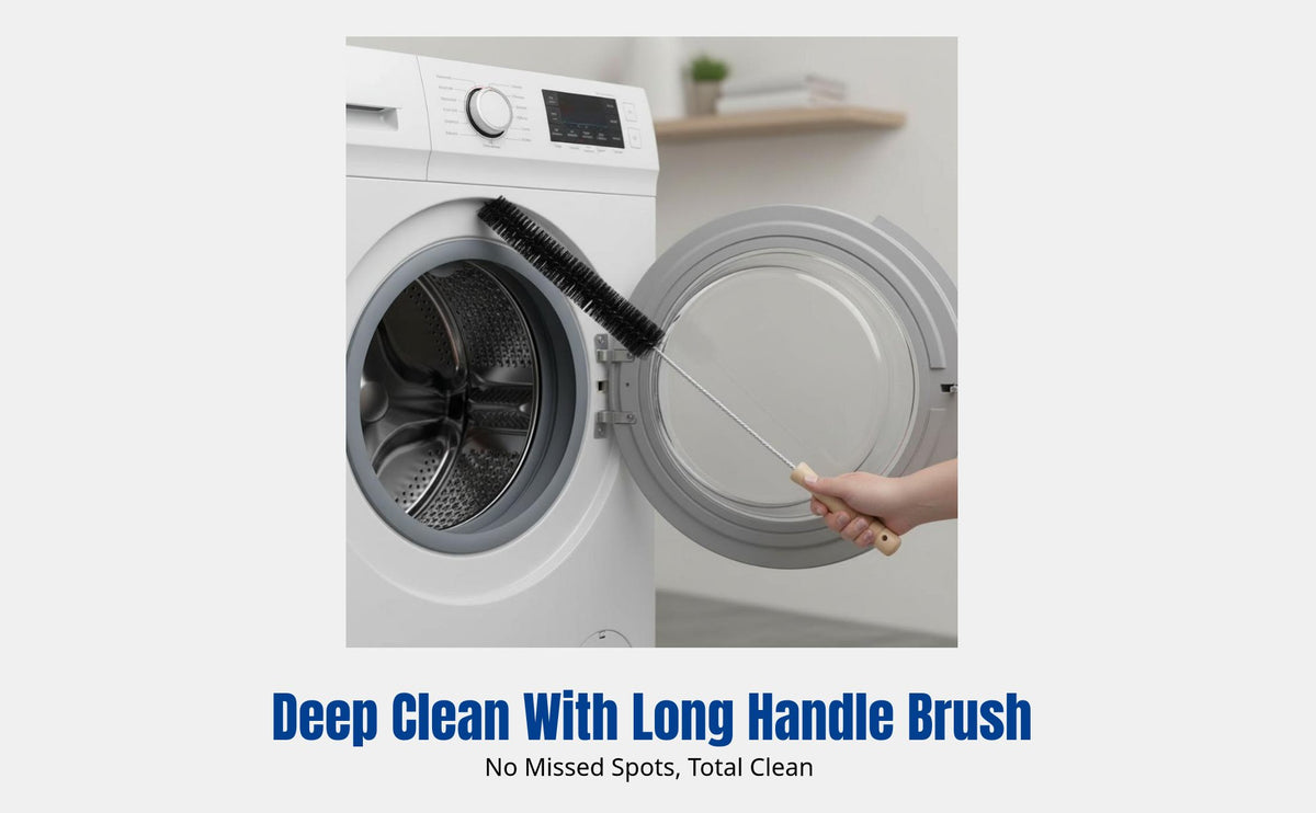 Flexible Washing Machine Cleaning Brush, Long Handle, Nylon Bristles, Deep Cleaning Tool for Household