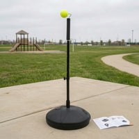Stable Tennis Practice Aid with Adjustable Pole Portable Tennis Practice Aid with Weighted Base for Beginners, Students, Backyard, Home, School Court