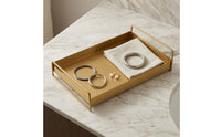 Rectangular Serving Tray Easy to Clean Golden-Hued Grip Tray Spill Resistant