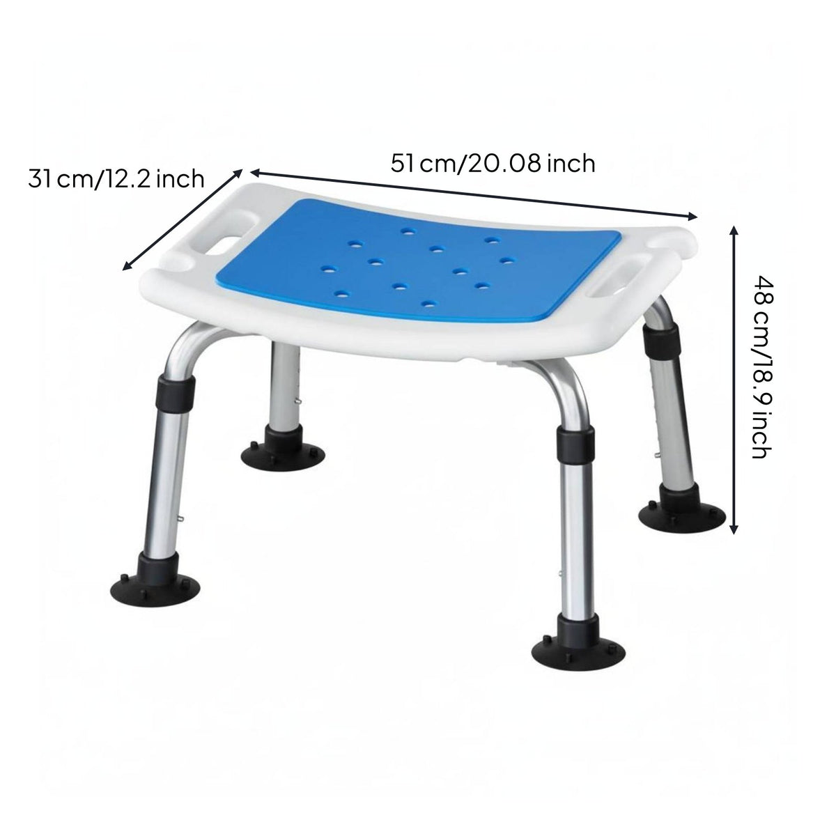 Lightweight Elderly Shower Seat Drainage Holes Handicap Shower Bench Tool-Effortless Assembly for Seniors