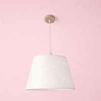 Ceiling Light with Vintage French Cloth Pendant Lamp Shade, Wooden Body Hanging for Dining Room, Retro Bedroom 3 Color Modes