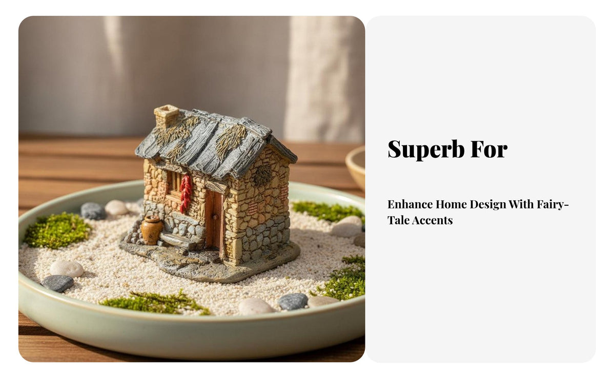 Miniature Synthetic Cottage Creative Design Resin Landscape Ornament Realistic Appearance Miniature House Figurine for Bonsai Decoration, Terrarium