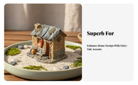 Miniature Synthetic Cottage Creative Design Resin Landscape Ornament Realistic Appearance Miniature House Figurine for Bonsai Decoration, Terrarium