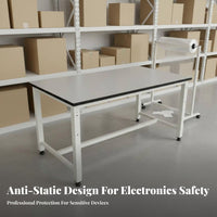 Packaging Workbench Anti Table with Roll Holder Multi-Functional Adjustable Packing Desk for E-Commerce Sellers, Factory, Mailroom