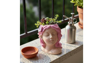Nordic Aesthetic Cute Girl Succulent Pot Creative Design Girl Head Planter Multi-Functional Cartoon Face Flower Pot Great Gift Idea for Desktop, Balcony, Windowsill
