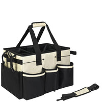 Cleaning Supply Organizer Bag Reinforced Base Cleaning Organizer Tote Multiple Pockets Household Storage for House Cleaners, Janitors