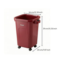 Slim Trash Bin with Wheels Mobile Kitchen Waste Bin Rectangular Wastebasket Space-Saving for Office