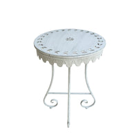 Round Side Table Decorative Table with Cutout Pattern Plant Stand Boho Lightweight for Patio, Balcony