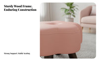 Hardwood Wood Frame Low Padded Footstool Soft pad Upholstered Ottoman Multi-Functional Small Stool Minimalist Design for Children, Homeowners, Office Workers, Living Room, Entryway, Bedroom