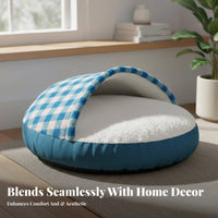 Hooded Round Pet Bed All-Season Hooded Donut Bed Warm and Comfortable Pet Bedding for Small Dogs, Young Dogs, Indoors, Living Room, Bedroom