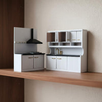 Dollhouse Kitchen Set High Detail Dollhouse Cooking Counter Wooden for Kids