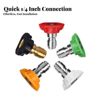 5 Pieces Stainless Steel & Brass Construction High Pressure Washer Nozzle Tips Rustproof for Car Washing