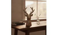 Home Decor Freestanding Deer Head Figurine Crowned Rack Statue Textured Finish