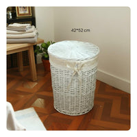 Natural Material Bamboo Basket Multi-Purpose Handwoven Rattan Clothes Basket Stylish Design Wicker Storage Bin Removable Liner Bags for Students