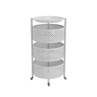 3-Tier Rolling Cart Full Rotation Casters 3-Tier Rolling Trolley Round Metal Utility Trolley Large Capacity for Bathroom