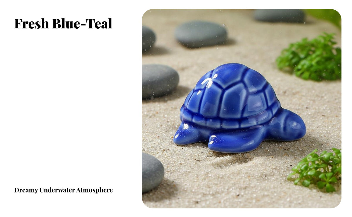 Fish Tank Decoration Glazed Finish Micro Landscape Ornament High-Temperature Fired Ceramic Turtle Figurine for Bonsai Enthusiasts, Terrarium, Desktop