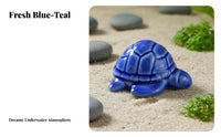 Fish Tank Decoration Glazed Finish Micro Landscape Ornament High-Temperature Fired Ceramic Turtle Figurine for Bonsai Enthusiasts, Terrarium, Desktop