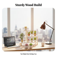 dual-level Wooden storage-solutionSaving Plant Stand adaptable for Office Workers