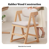 Solid Wood Frame Adjustable Wooden Desk Chair Ergonomic Design Adjustable Desk Chair Low Formaldehyde Student Seat Stable Base for Students, Kids 6-12, Parents, Study Room, Bedroom, Home, Kitchen