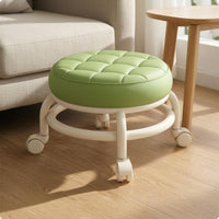 Swivel Caster Stool Breathable Leather Quilted Stool Home Seating Low-Sitting Furniture Thick Padding for Beside Sofa
