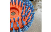 Blue Bristles Nylon Brush Head Orange Base Trimmer Brush Head Mounting Hole Garden Tool Part Easy to Install for Cleaning Work, Grass Trimming
