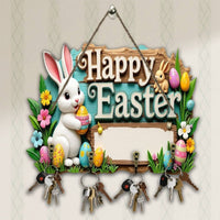 Easter ited rabbit Wall Hanger Flat 2D design rabbit outline Hanger Multi-Functional Key Holder Rustic Design for Families, Homeowners