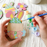 Easter Bunny Wood Painting Fun Set Family Activity Paintable Wooden Bunny Simple Project to Paint DIY Bunny Wood Cutout Set for Families