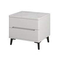 High-Gloss Finish Nightstand with Drawers Modern Design 2-Drawer End Table Space-Saving Bedside Cabinet sturdy Construction for Homeowners, Students, Interior Decorators, Small Spaces, Guest Room, College Dorm, Entryway