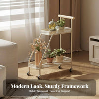 Floor-Standing Multi-Level Rolling Flower Pot Holder Movable with casters Plant Rack Space-Saving Tiered Stand Sturdy Base for Indoor Gardeners, Homeowners, Balcony, Living Room, Small Spaces, Bedroom