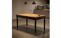Carved Rectangular Dining Table Two-Tone Solid Wood Dining Table Sturdy Furniture Long-Lasting for Kitchen