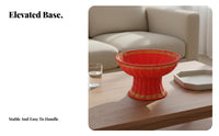 Multi-Purpose Pedestal Fruit Bowl Handwoven High Footed Display Basket Rustic Charm Woven Pedestal Bowl Large Capacity for Living Room, Party