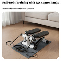 Mini Stepper Compact Design Stair Stepper with Resistance Bands Quiet Hydraulic Stepping Machine for Beginners, Seniors, Office
