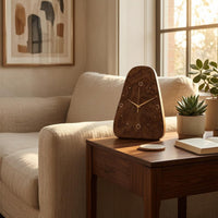 Rounded Irregular Wood Clock Easy to Read Wooden Desk Clock for Tabletop