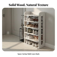 Space-Saving Multi-Tier Shoe Shelf Small Footprint Narrow Wooden Shoe Rack Sturdy Construction Airflow Design for Apartment Dwellers, Homeowners, Entryway, Hallway, Dorm Room, Bedroom
