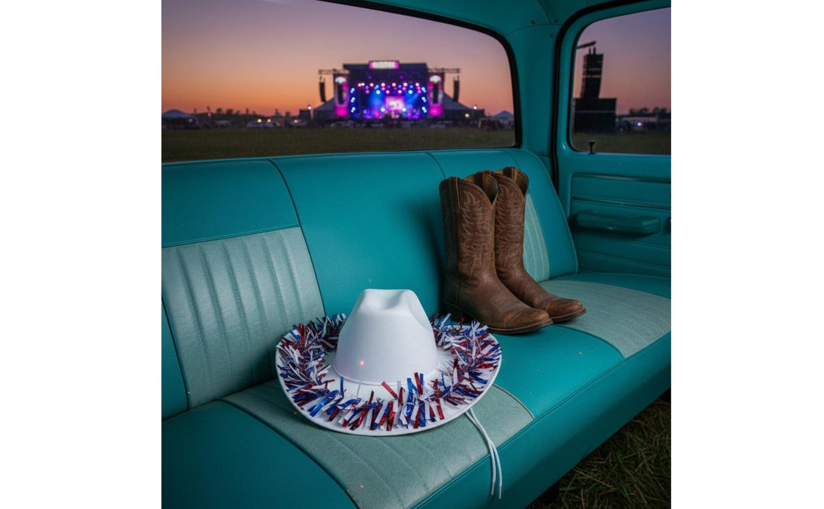Patriotic Cowboy Hat Festive Red, White, and Blue Cowboy Hat Lightweight Costume Headwear for Independence Day, Processions, Parties