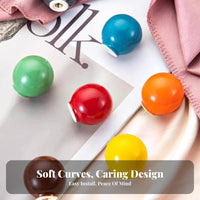 Round Ceramic Knob Cute Design Single Hole Cabinet Knob Minimalist Design Colorful Drawer Handle for Kids, Nursery, Bedroom