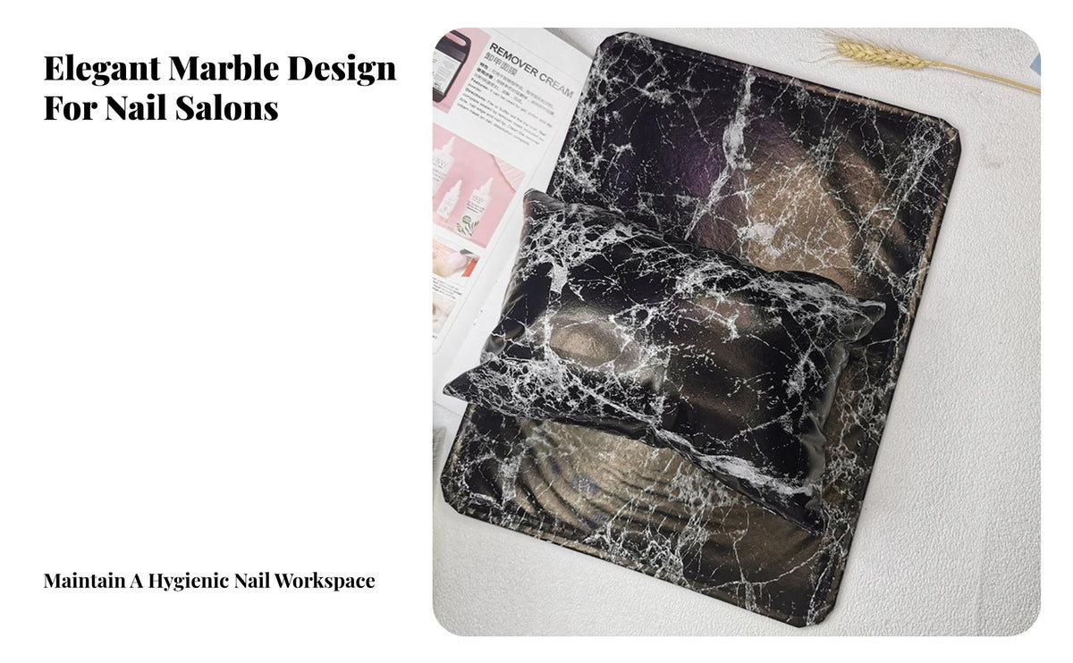 2 Pieces Marble Pattern Nail Cushion Set Soft & Comfortable Manicure Hand Pillow Washable Nail Art Hand Rest Set for Manicurists, Beauty Students, Spa
