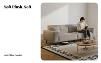French Cream design Straight 3-Seater Settee High-Leg Design Deep Seat 3-Person Couch Small Space space-efficient Sofa Comfortable Seating for Apartment Dwellers, Homeowners, Families, Lounge Area, Home