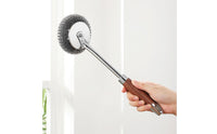 Replaceable Head Kitchen Pot Brush Wooden-Grain Handle Wire Scouring Brush Heavy Duty Stainless Steel Scrubber Grease Removal